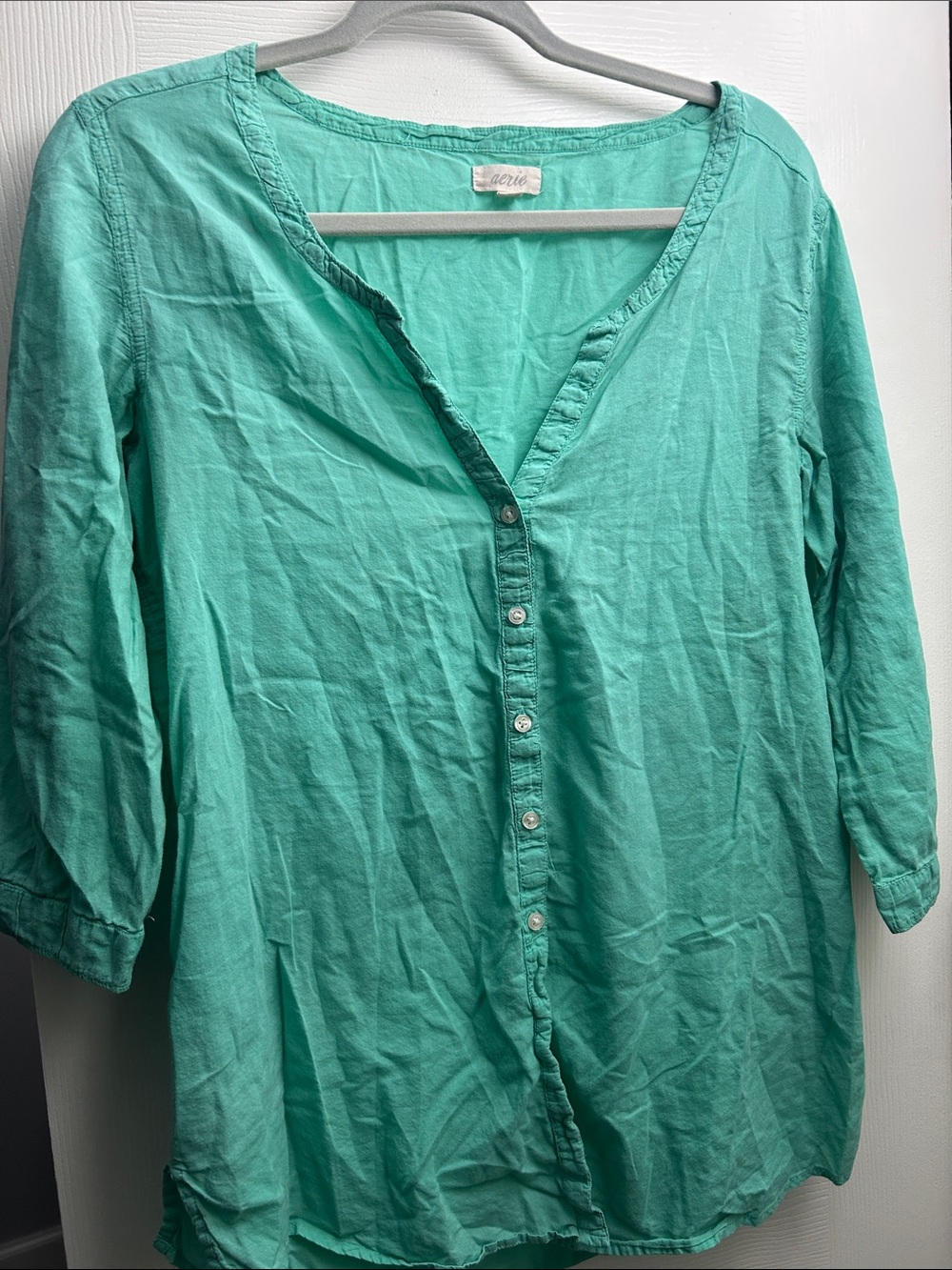 aerie Teal Button-Front Tunic